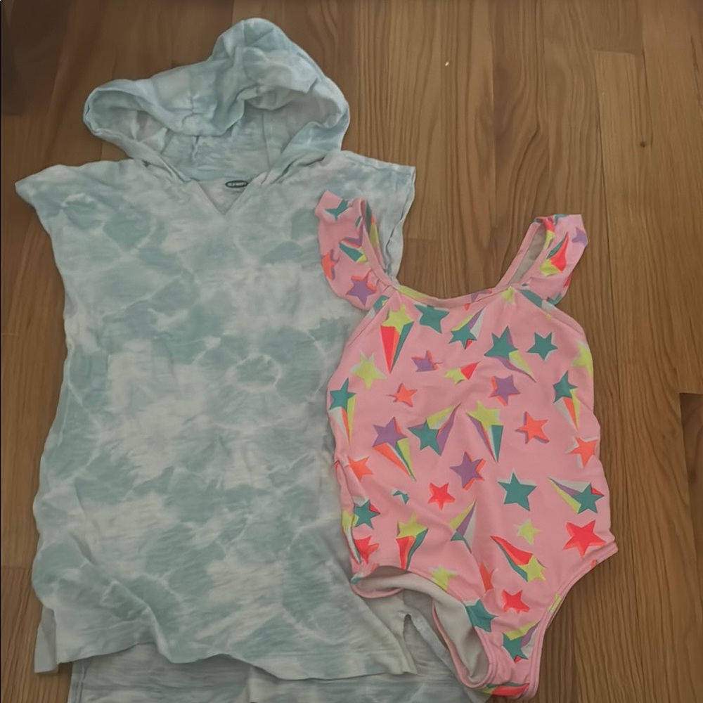 Old Navy Tie-Dye Coverup and Carter’s Star Swimsuit Set